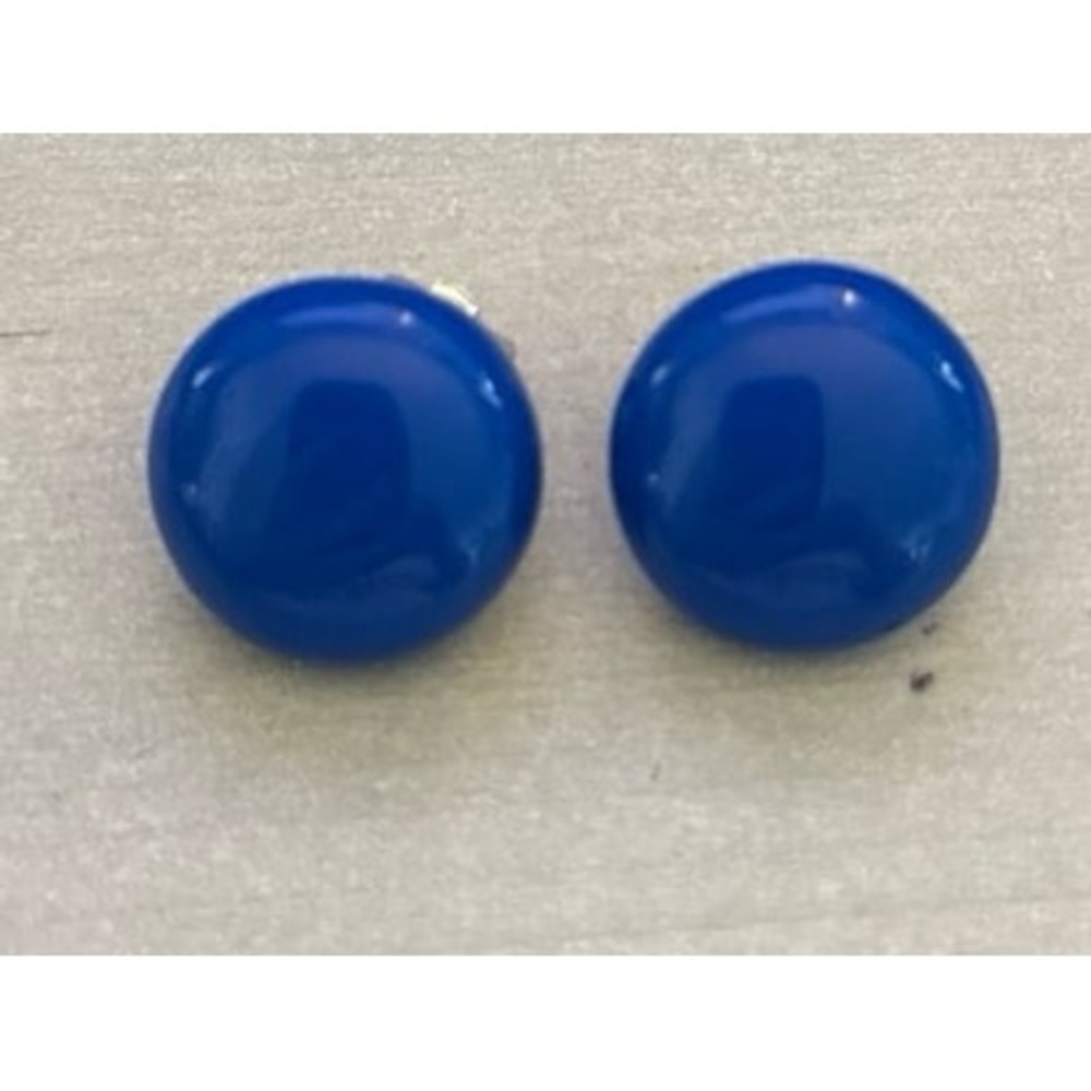 Blue Art Deco Round 70s Molded Plastic Vintage Clip-on Earrings